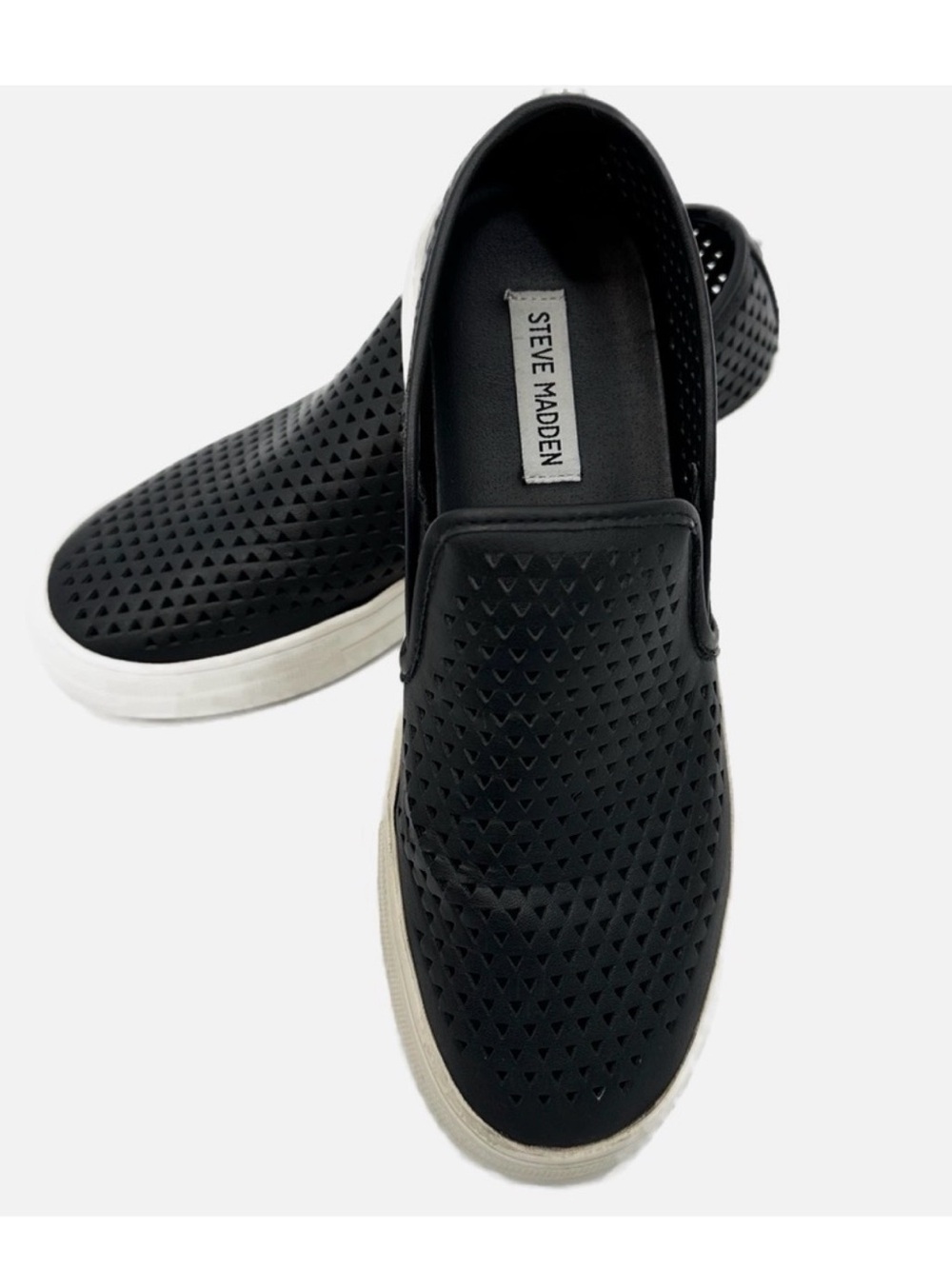 Steve Madden Gal Black Flatform Slip On Sneakers - Size 8